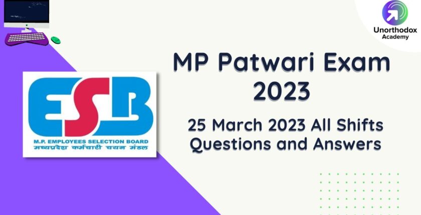 MP Patwari 25 March 2023 All Shift Questions with Answer