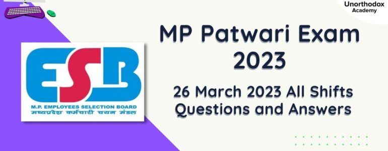 MP Patwari 26 March 2023 All Shift Questions with Answer