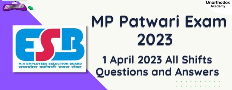 MP Patwari 1 April 2023 All Shift Questions with Answer