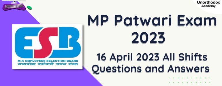 MP Patwari Exam 16 April 2023 All Shift Questions with Answer