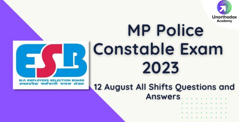 MP Police Constable Exam 12 August 2023 All Shift Questions and Answer